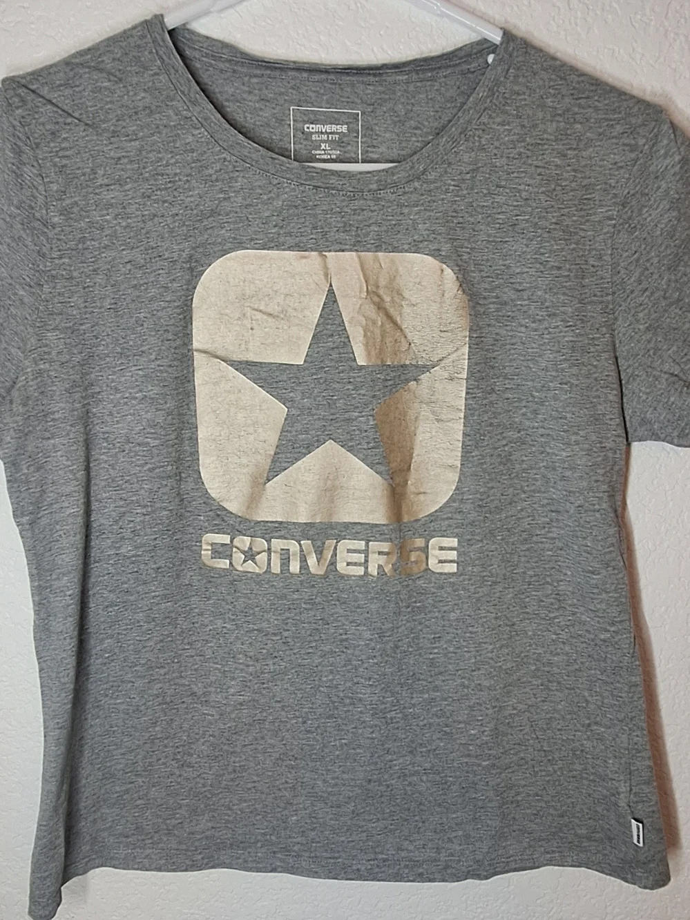Converse Metallic Star Logo Tee - Gray and Gold Slim Fit XL